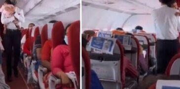 The video of the male aircrew member entertaining the crying girl went viral