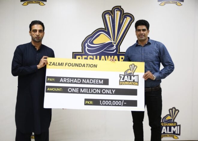 Cash Reward of Rs 1 Million for National Hero Arshad Nadeem by Zalmi Foundation & Javed Afridi
