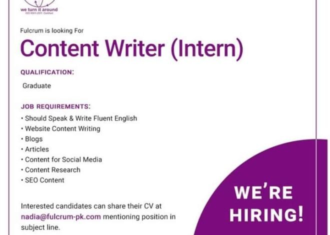 Content Writer Required – Karachi