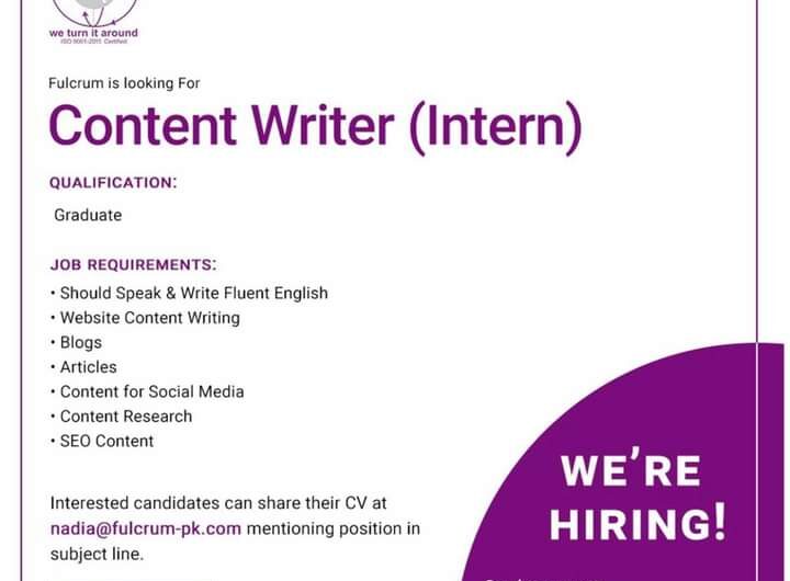 Content Writer Required – Karachi