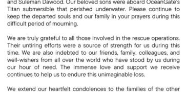 Dawood Family Confirms Death of Family Members Aboard Titan Sub