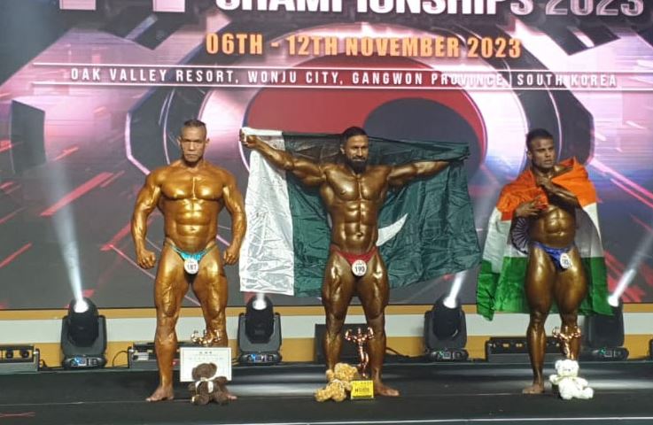 Pakistan’s Shahzad Qureshi wins silver medal in WBPF Bodybuilding event in South Korea