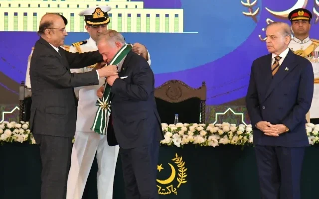 King Abdullah II Awarded Nishan-e-Pakistan for Peace Efforts