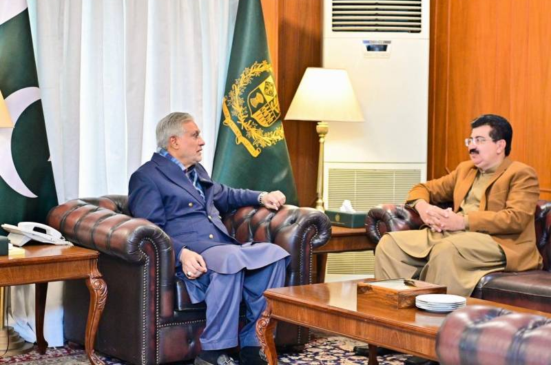 Ishaq Dar Meets Sadiq Sanjrani, Pledges Support for Balochistan Development