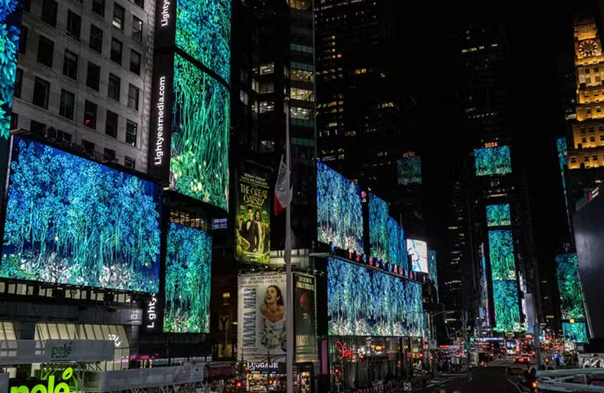 Pakistani Artist’s Hand-Painted Animation Illuminates Times Square