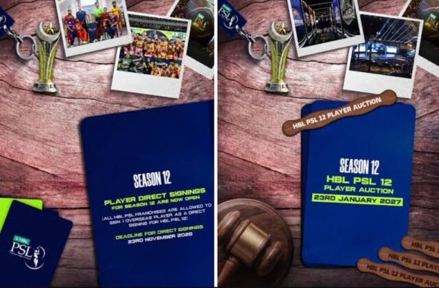 PSL 12 player auction date January 23 2027