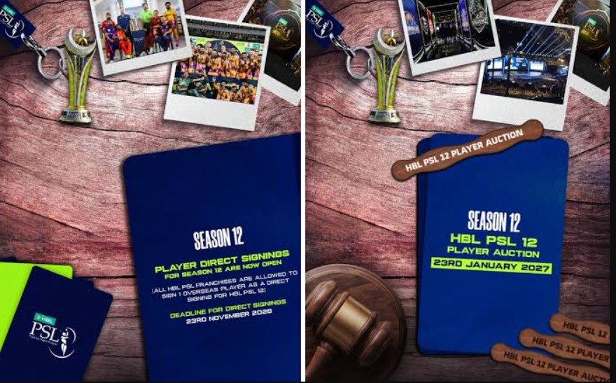 PSL 12 player auction date January 23 2027